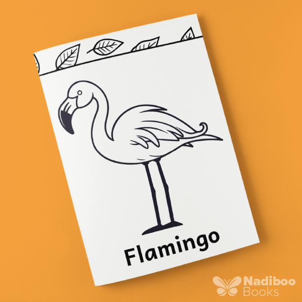 Toddler Colouring Page Flamingo on Orange@2x-min Toddler Colouring Page Flamingo on Orange