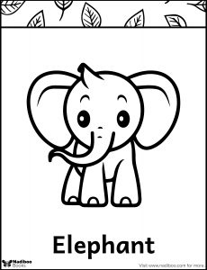 Free Elephant Colouring Page 1 Ages 1-3 - Nadiboo Books
